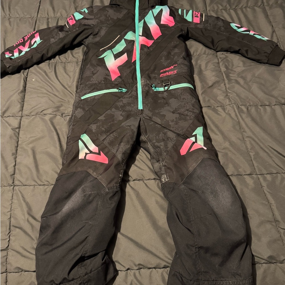 FXR Kids Puffer Jacket - Black with Pink and Green Accents